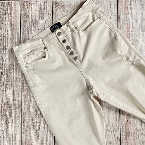 Gap High Rise Distressed Legging Jeans w/ Button Fly - Picture 7 of 10